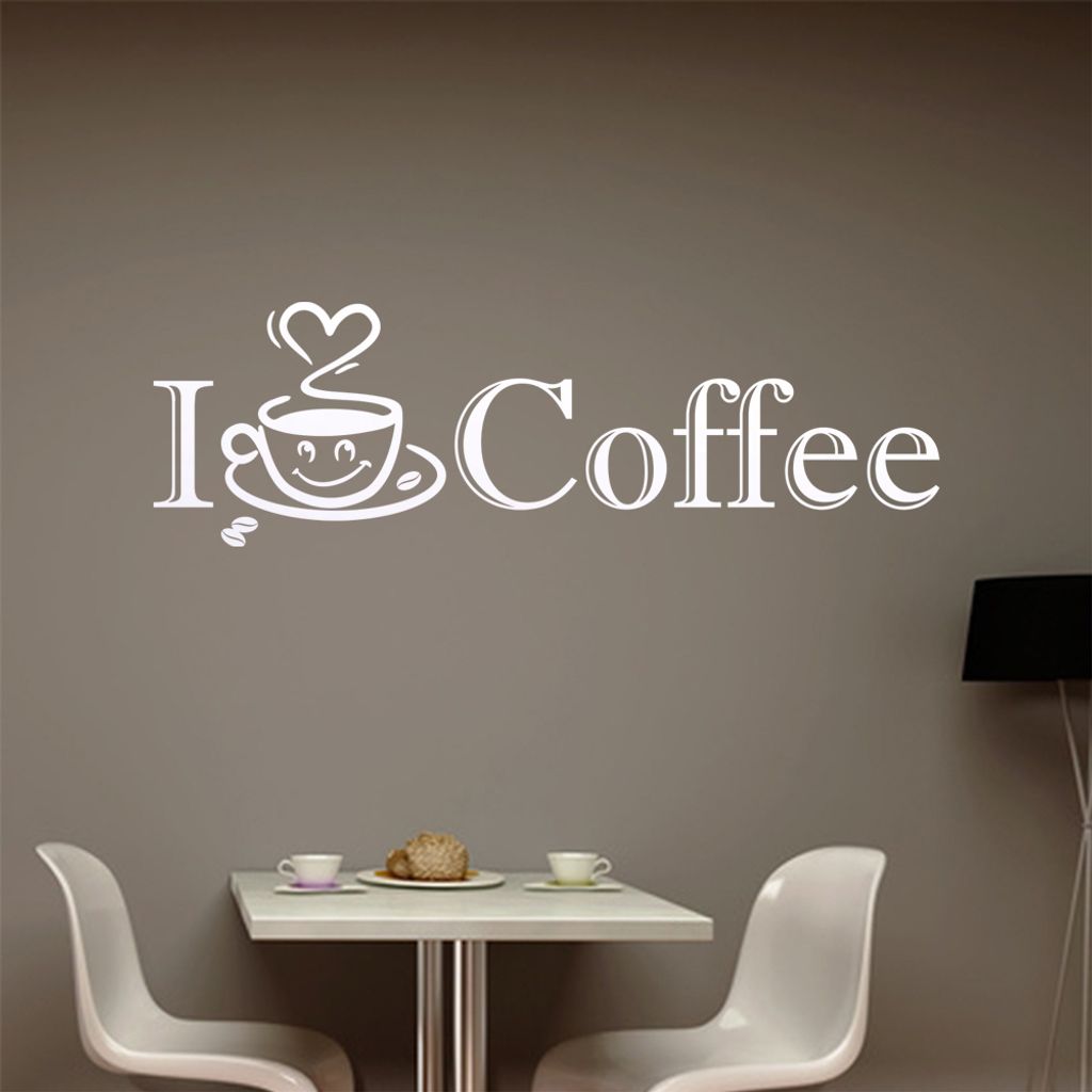 I Love Coffee Wandtattoo in 6 Größen - Wandaufkleber Wall Sticker - Dekoration, Küche, Wohnzimmer, Schlafzimmer, Badezimmer