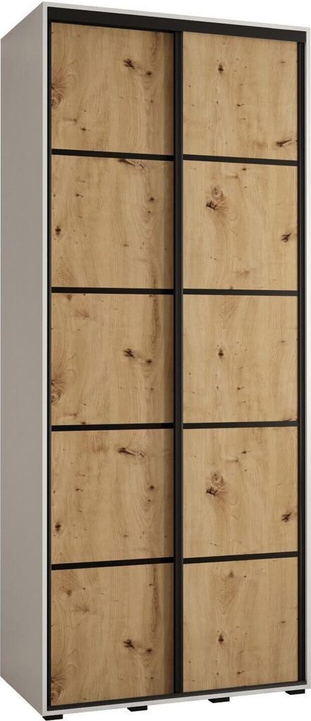 MEBLE KRYSPOL Davos 4 Schrank, zwei Türen - 235,2x110x45 cm - Weiß Artisan Schwarz