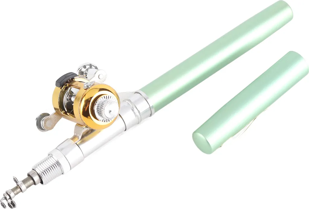 Penna Pesca Mulinello Combo Set mini portatile tascabile telescopico verde