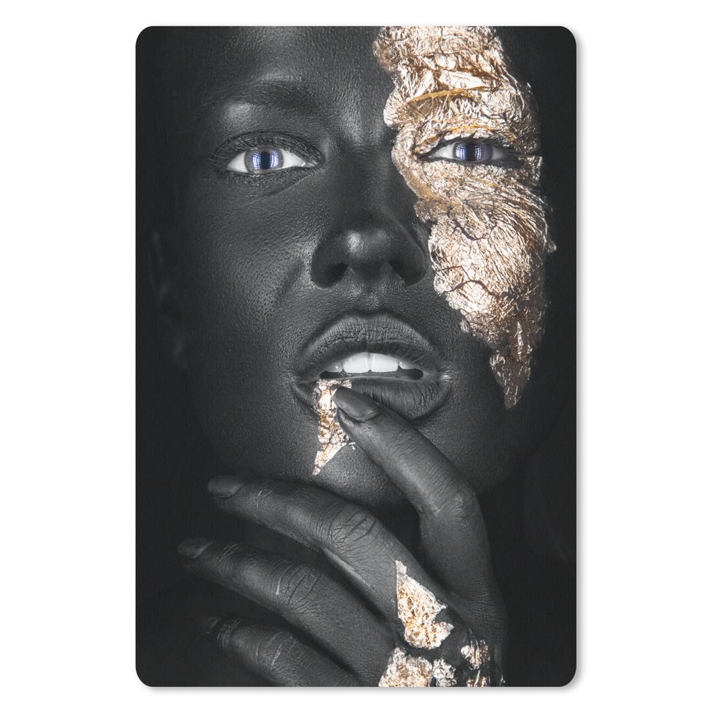 MuchoWow Mauspad Mousepad Frau - Blattgold - Schwarz - Haut - Luxus 18x27 cm - Mousepads - Maus Mat - Pad - Mausunterlage