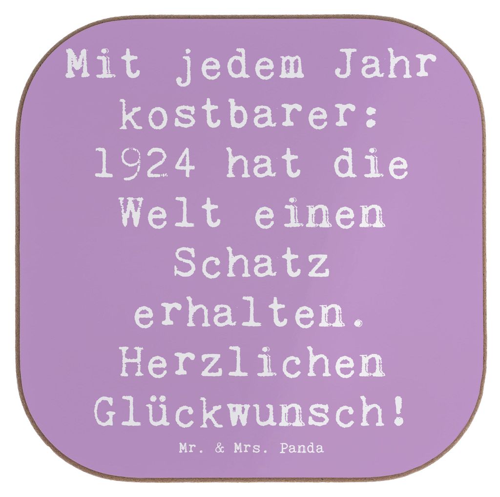 Mr. & Mrs. Panda Holzuntersetzer Spruch 1924 Geburtstag - Lavendeltraum - Geschenk, Geburtstagsgeschenk, Coaster, Design Untersetzer, Glückwunsch,...