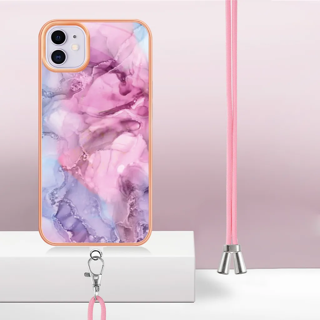 Custodia iPhone 11 Rosa Pastello con Cinturino - Cover Elegante - 3