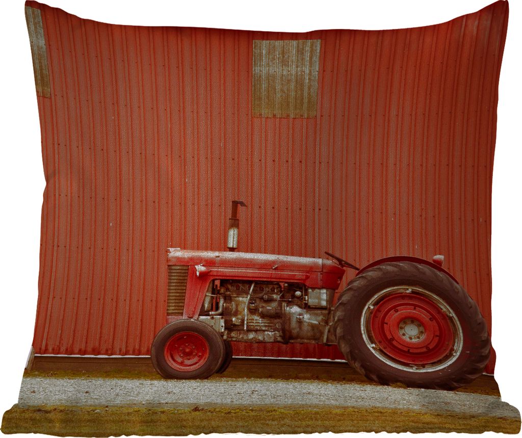 MuchoWow Outdoor Kissen - Traktor - Scheune - Rot - Bauernhof - 60x60 cm - Wetterfest - Lounge Kissen - Dekoration - Schlaf Kissen