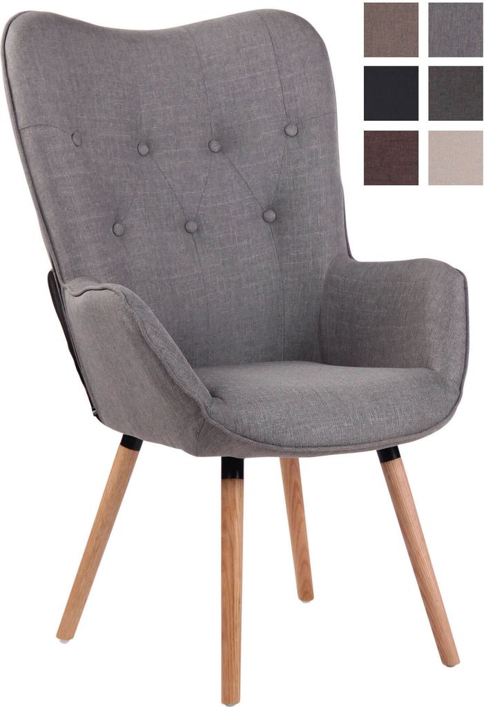 CLP Lounger Ashford Stoff mit Eichenholzgestell grau natur