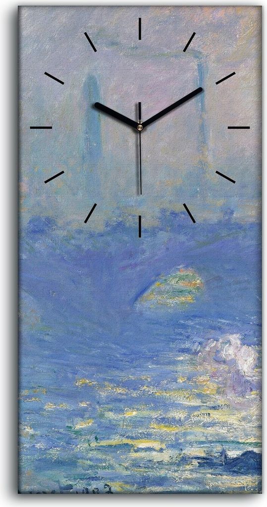 Leinwand Wanduhr Wandkunst Uhr Geräuschlos Kunstdruck 30x60 Waterloo Brücke - schwarze Hände