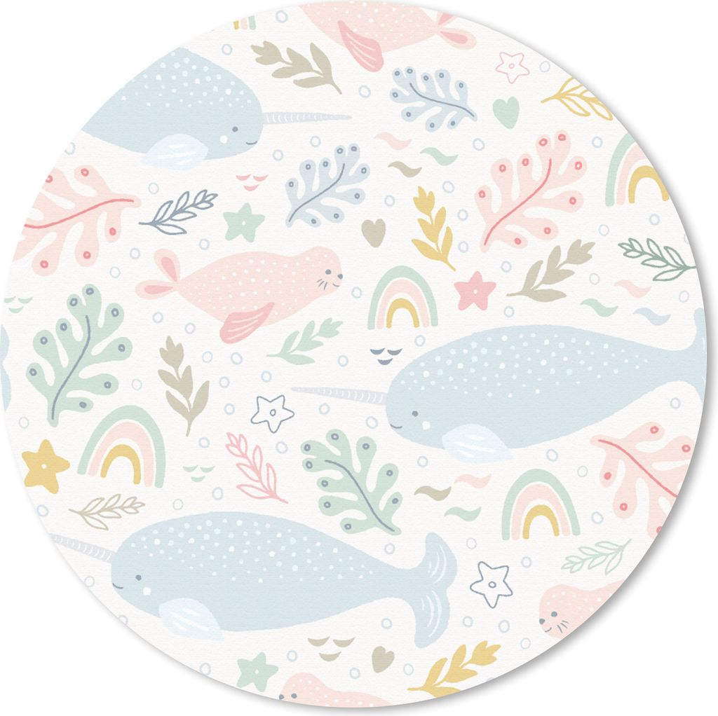 MuchoWow Mauspad Mousepad Narwal - Robbe - Regenbogen - Tiere 20x20 cm - Mousepads - Maus Mat - Pad - Mausunterlage - Schreibtischmatte