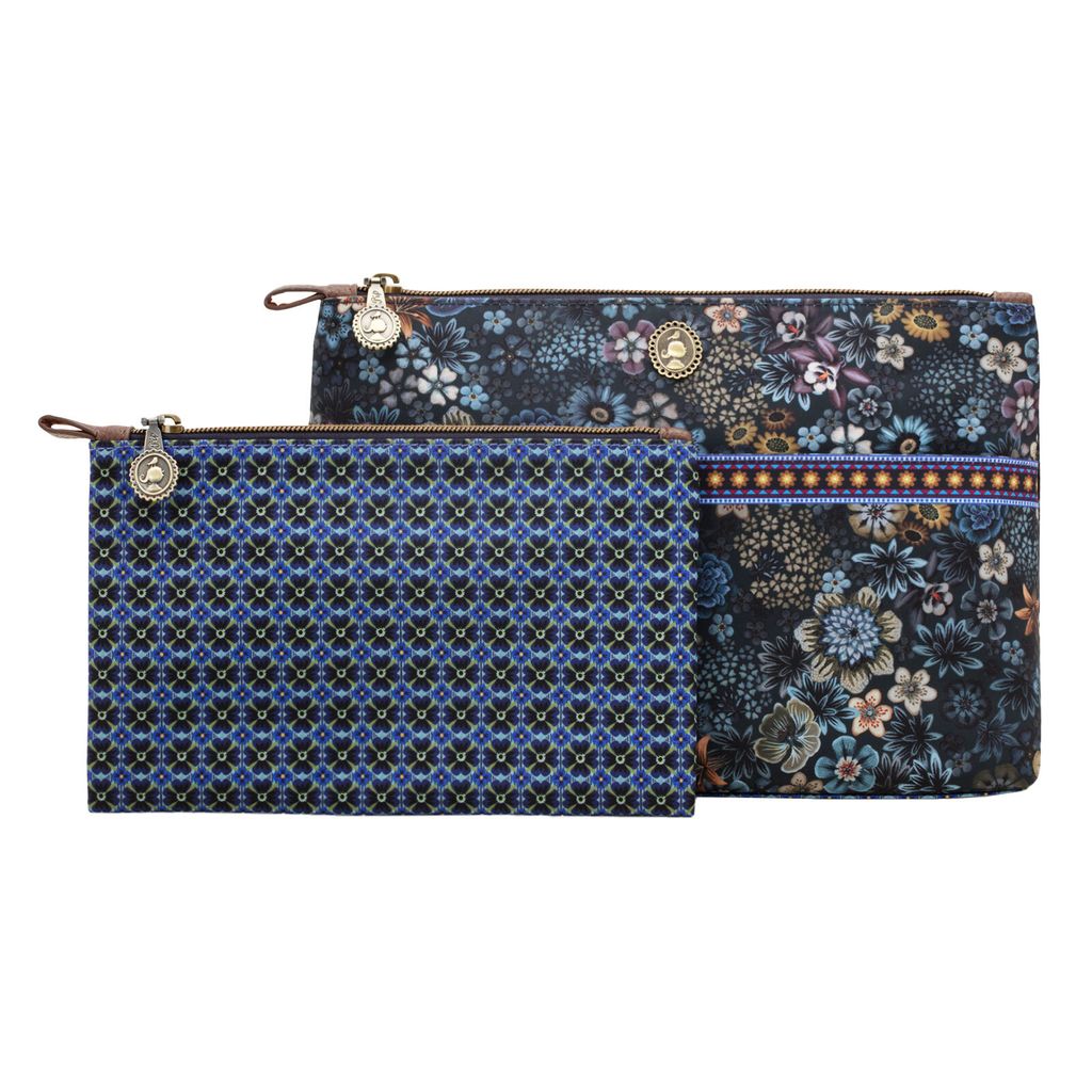 Pip Studio Cosmetic Bag Combi Tutti i Fiori 26x18x7.5cm/22x13x1cm Farbe Blue AL