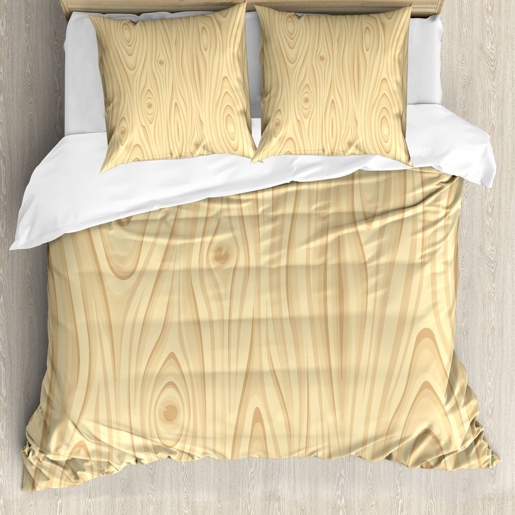 ABAKUHAUS Beige Bettbezugs Set Für Doppelbetten, Holz Textur organisch, Milbensicher Allergiker geeignet mit Kissenbezügen, Sahne