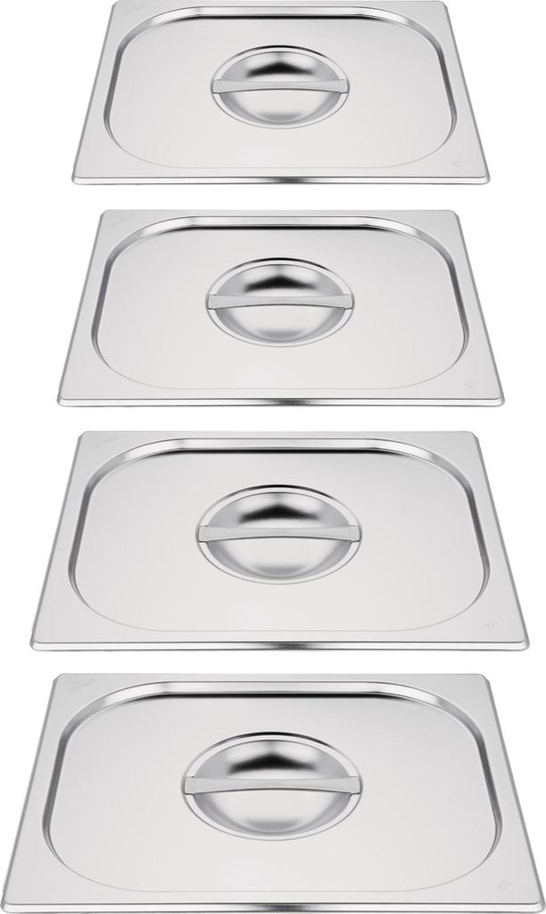 Vogue Deckel für GN-Behälter GN1/2 - 4 Deckel mit Griff - Edelstahl