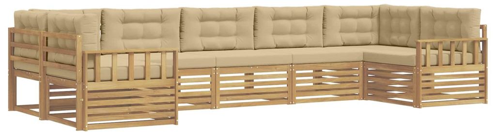 “2026 Modern“ Weiß und Beige Outdoor-Sofagarnitur mit Kissen 7 pcs Weiß und Beige - Designermöbel 95555 - Gartensofas