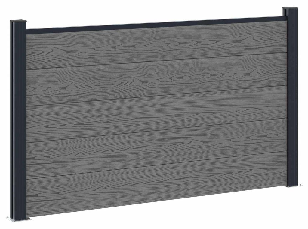 Zaunelement 5 pcs WPC und Aluminium Grau