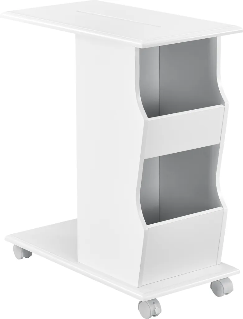 Table d'appoint à roulettes pivotantes 53cm - Finition blanche unie