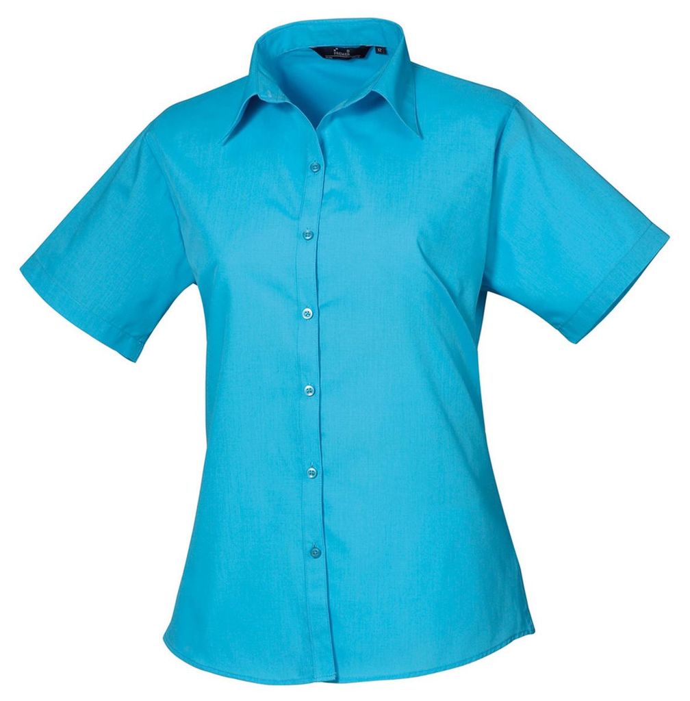 Premier - Bluse für Damen, Popelin, kurzärmlig LT5109 (5XL) (Türkis)