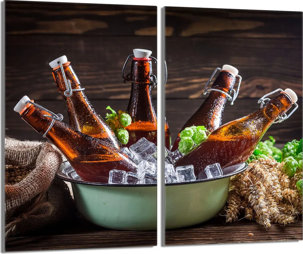 Coprifornelli 2 Pezzi 30x52 in Vetro Temperato Effetto Legno Birra