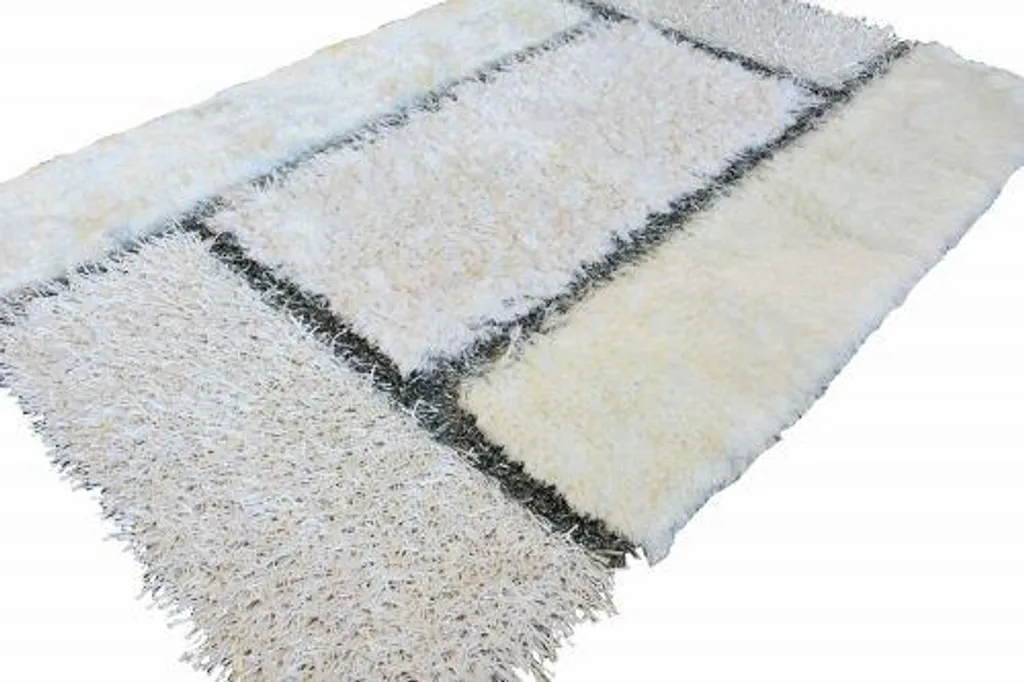 Tapis Shaggy blanc Luda Chips 130x190 cm - Mèches soyeuses XL