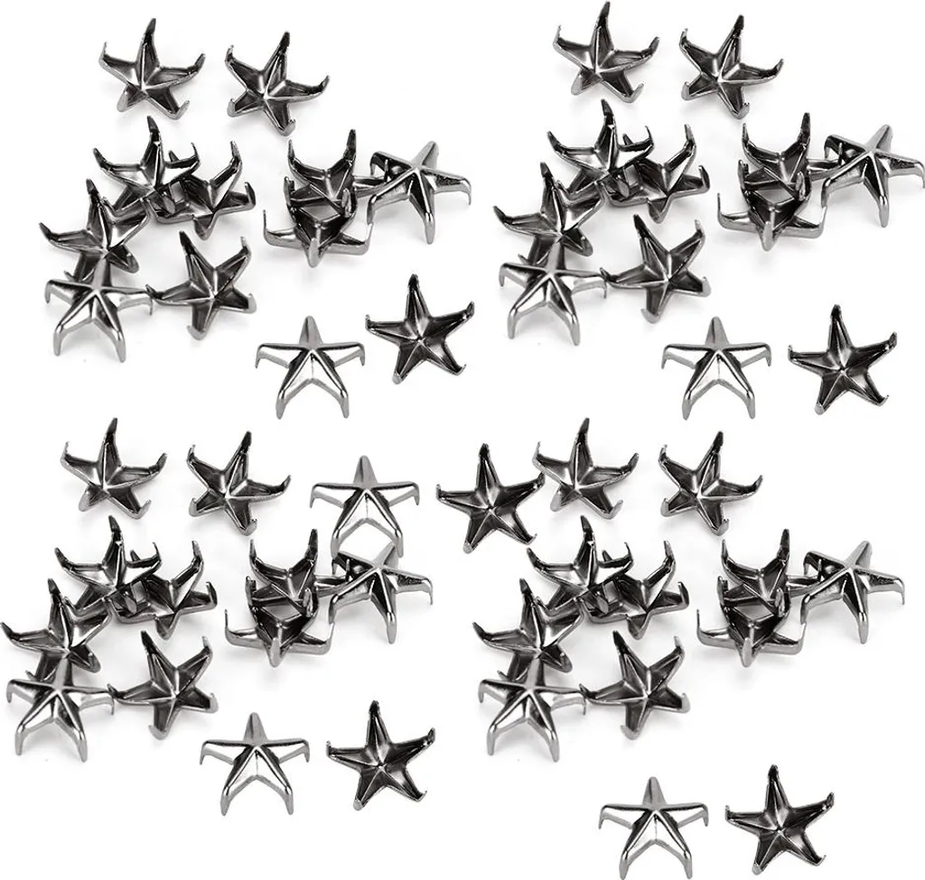 200 borchie a stella, borchie ad artiglio a 5 punte, borse fai da te, cappelli, accessori per la decorazione, 10 mm, nero