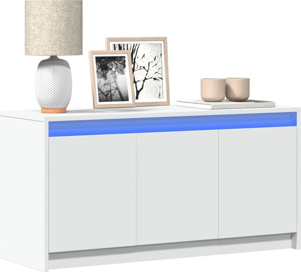 TV-Schrank mit LED-Beleuchtung Weiß 100x34x50 cm Holzwerkstoff, TV-Schränke 2024 Neu DesignMöbel