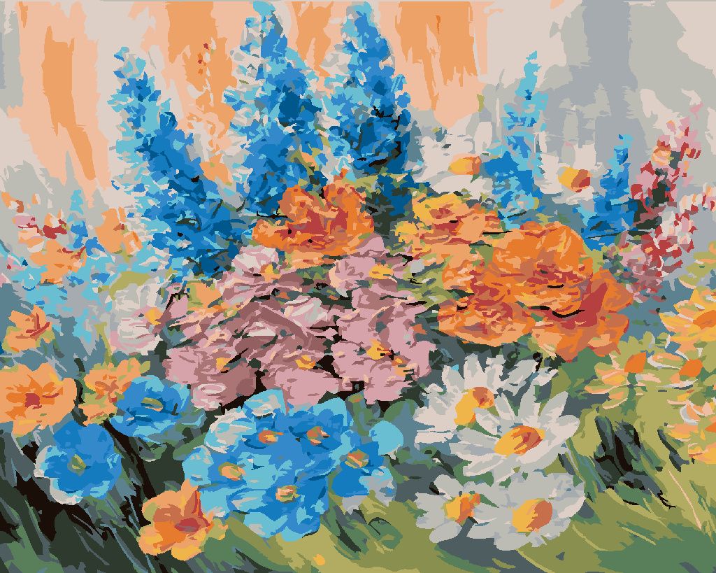 Zuty - Malen nach Zahlen - ABSTRAKTER FRÜHLINGSBLUMENSTRAUSS, 40x50 cm, ohne Keilrahmen