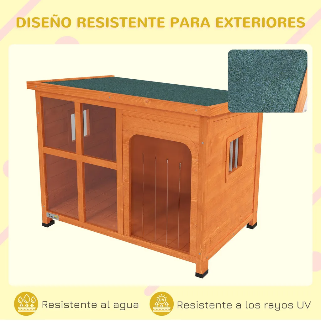 Niche pour chien 90 x 62 x 71 cm en bois naturel et toit résistant - 5