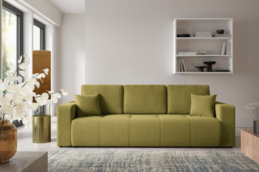 Intenso Schlafsofa mit Schlaffunktion, Bettkasten "WIND", Olive Grun