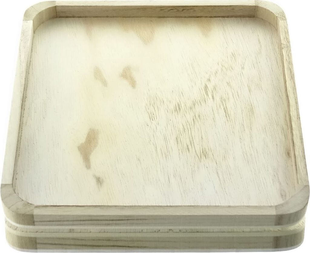 Weihnachtsteller Quadratisch Natur 20 cm aus Paulownia Holz