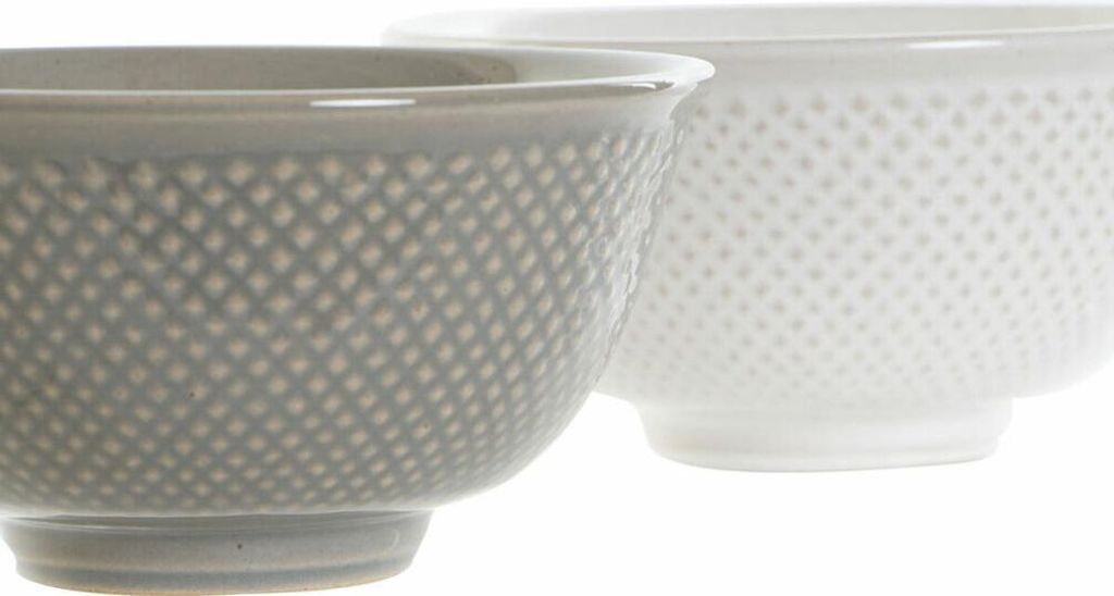 Schüssel DKD Home Decor Weiß Grau Porzellan Vintage 12,5 x 12,5 x 6,5 cm 2 Stücke