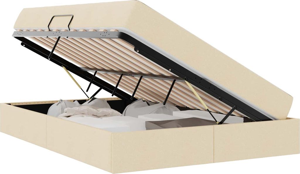 vidaXL Aufbewahrungsbett mit Matratze Creme 140 x 190 cm Polyester