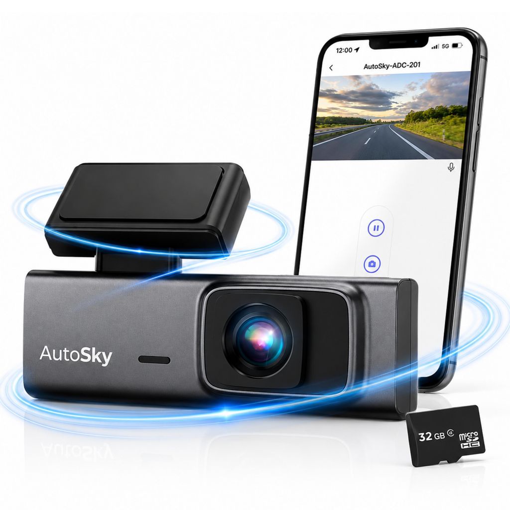 AutoSky 2K Dashcam Auto Kamera mit WLAN G Sensor Loop Produktbild 