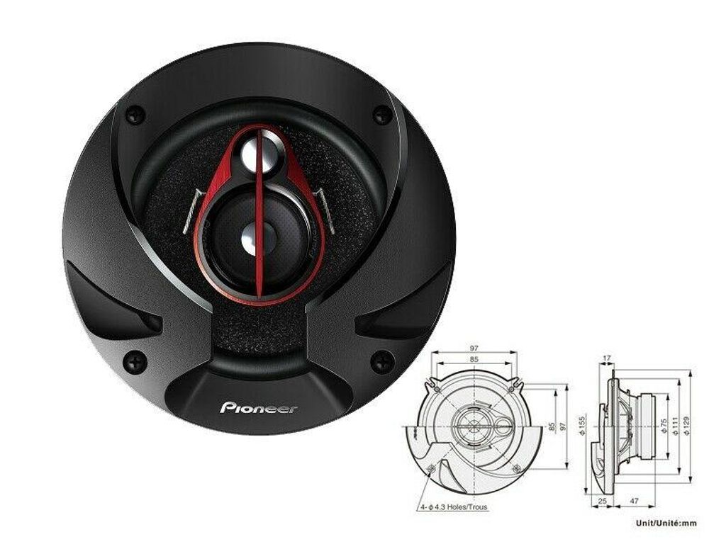 Pioneer TS-R1350S, 3-Wege, 250 W, 4 Ohm, 44 - 31000 Hz, 4,7 Produktbild 