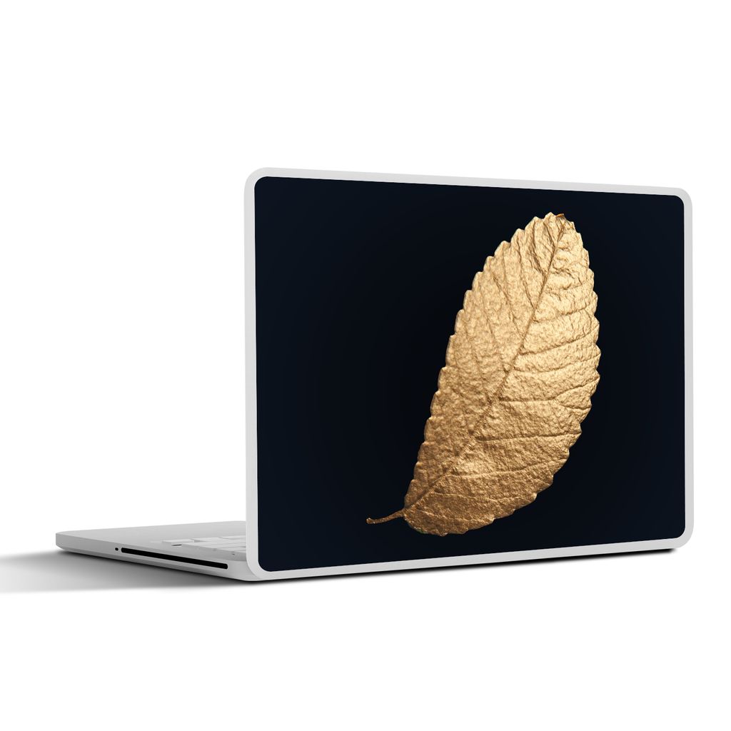 MuchoWow Laptop Aufkleber Sticker Cover Gold - Blätter - Schwarz - Pflanzen - Luxus - Natur 30x21 cm - Sticker für Laptop - Selbstklebend