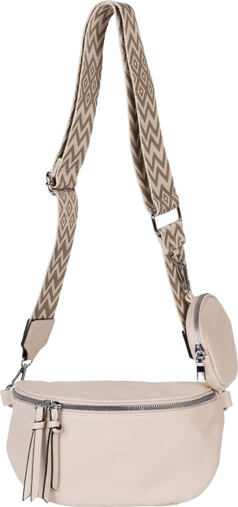 styleBREAKER Damen Halbmond Crossbody Schultertaschen Set 2-Teilig, Schultergurt mit Zick-Zack Rauten Muster 02012396