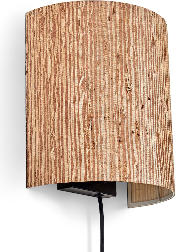 Iseo Wandlampe aus Metall/Seegras/Pappe in Schwarz/Natur