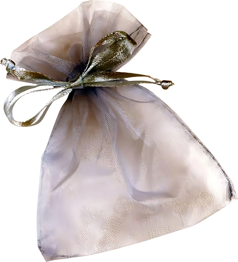 Pochon de rangement en organza bleu ciel 13x10 cm pour bijoux et dragées