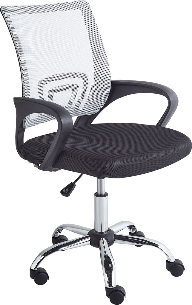 BELIANI Bürostuhl Schwarz u. Weiß aus Stoff Höhenverstellbar Drehbar Modernes Design Schreibtischstuhl Drehstuhl für Home Office Büro