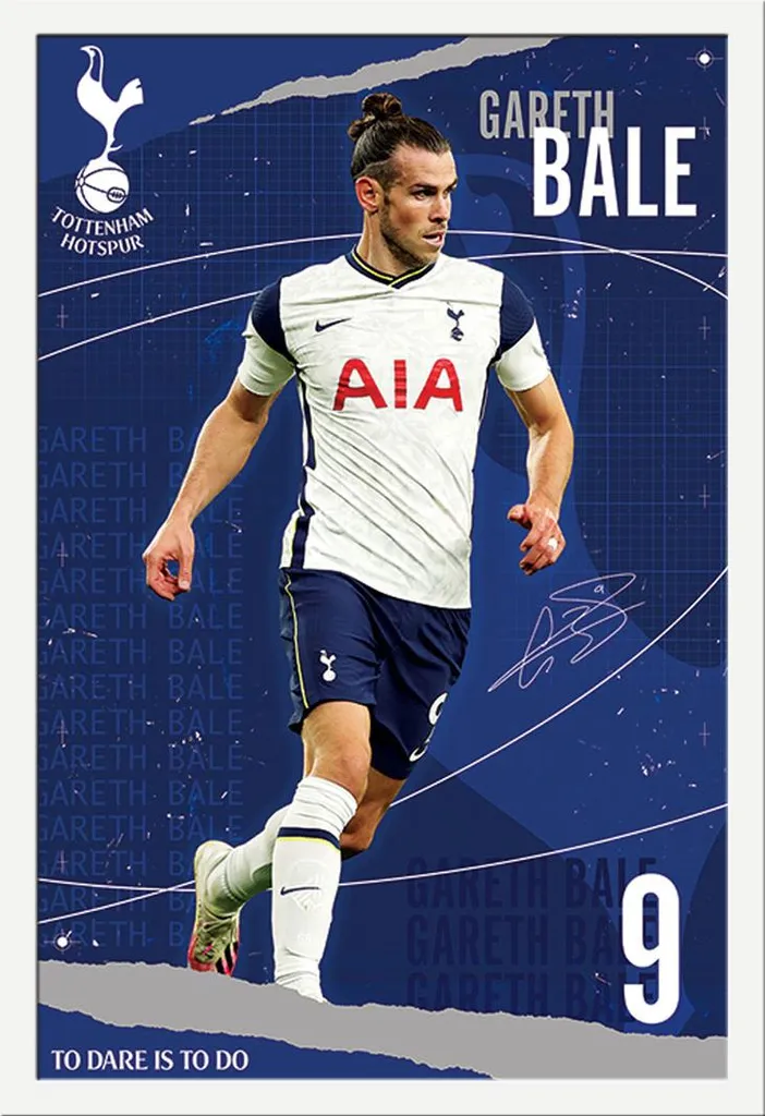 Quadro Tottenham Gareth Bale Cornice Bianca 61x91.5 Shinsuke MDF