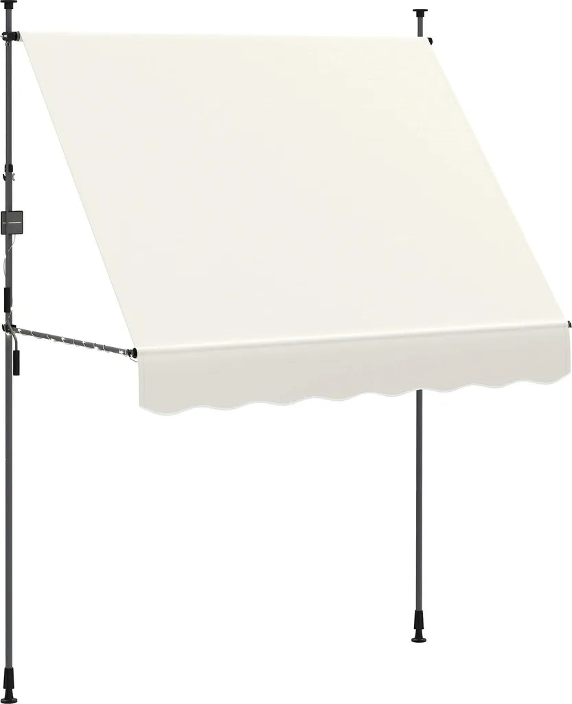 Store manuel ivoire à hauteur réglable 210-310 cm pour terrasse ombragée