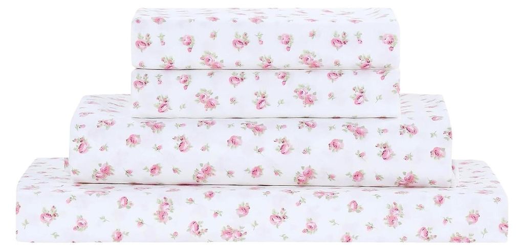 Mikrofaser-Bettlaken mit Rosenmuster – Elegante Mikrofaser-Bettlaken – Enthält ein flaches Laken, ein Spannbetttuch mit tiefen Taschen und Kis...