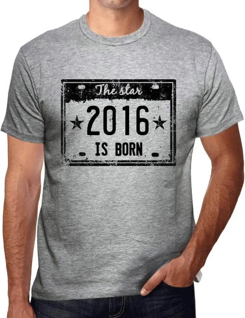 Herren Grafik T-Shirt Der Stern ist 2016 geboren – The Star Is Born in 2016 – Geschenk 8. Geburtstag Jahrestag 8 Jahre Jubiläum 8 Jährige Mann