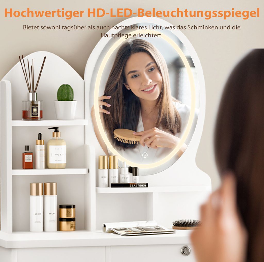 MULISOFT Schminktisch mit LED-Beleuchtung Spiegel, 3 Produktbild 2