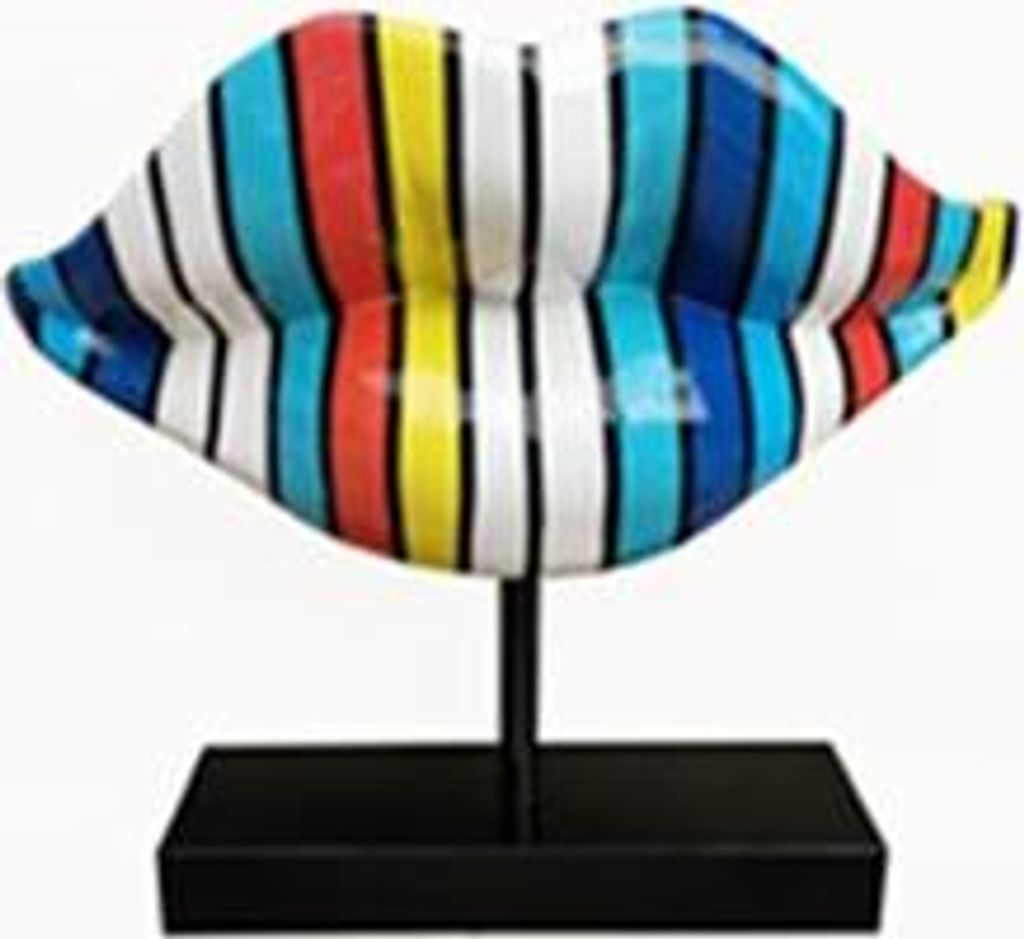 Bunte Lippen Design Figur Statue Skulptur Deko Statuen Dekoration Figuren 47cm