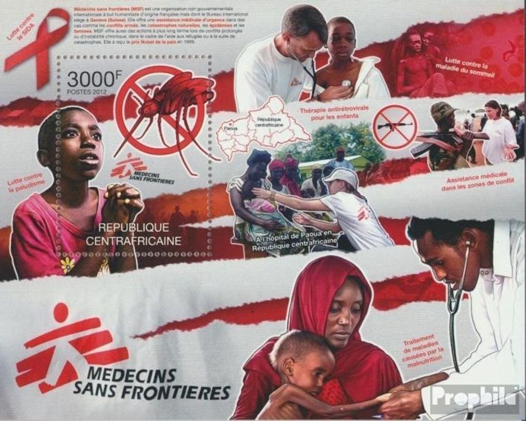Briefmarken Zentralafrikanische Republik 2012 Mi Block 937 (kompl. Ausgabe) postfrisch Ärzte ohne Grenzen