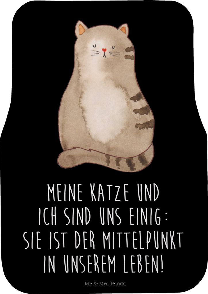 Mr. & Mrs. Panda Fußmatte Fürs Auto Katze Sitzen - Schwarz - Geschenk, Katzen, Automatte, Herz, Autoteppich, Fahrzeugteppich, Cats, Familie