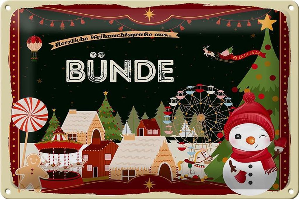 Blechschild Weihnachten Grüße BÜNDE Fest 30x20cm Produktbild 