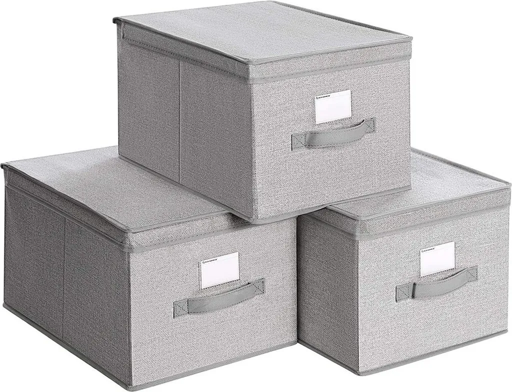 Lot de 3 boîtes pliantes en tissu gris anthracite pour rangement d'appoint