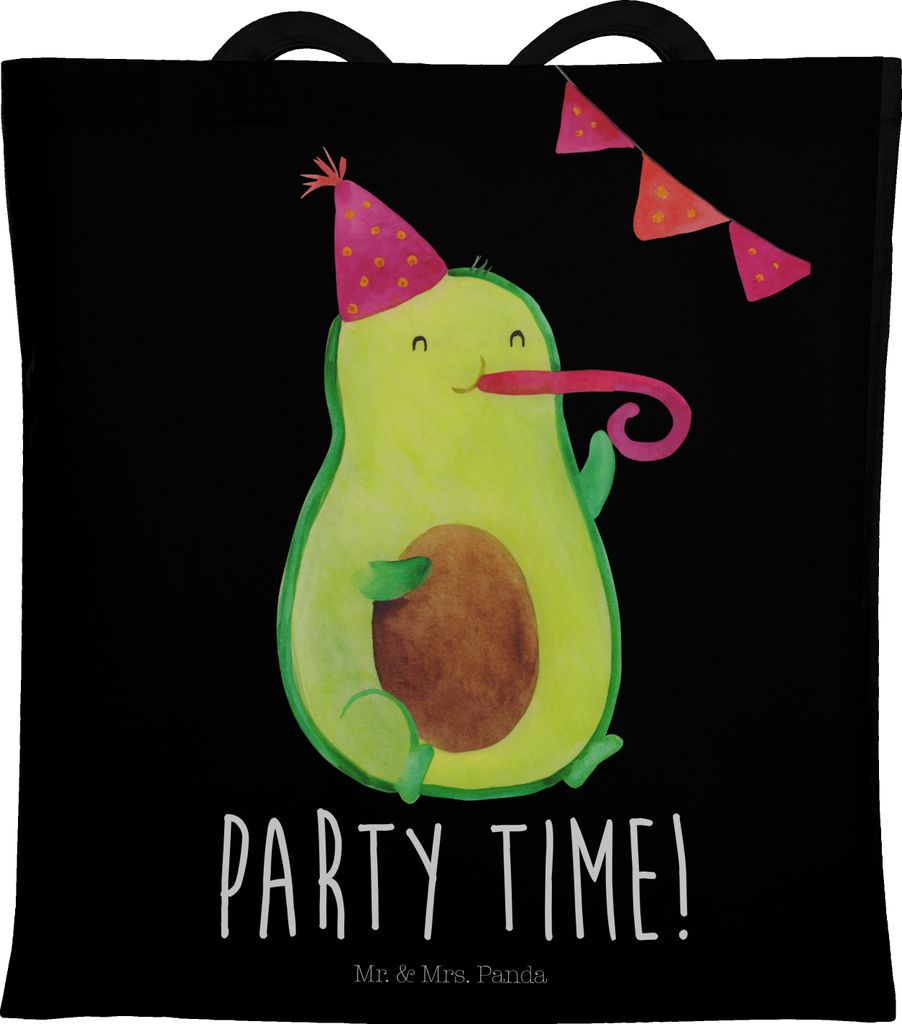 Mr. & Mrs. Panda Jutebeutel Avocado Party Zeit - Schwarz - Produktbild 