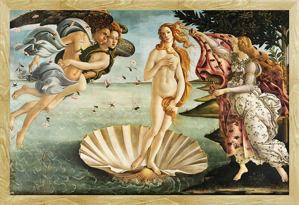 Poster d'arte - Poster - El nacimiento de Venus + cornice rimovibile, Shinsuke® Maxi MDF faggio, vetro acrilico