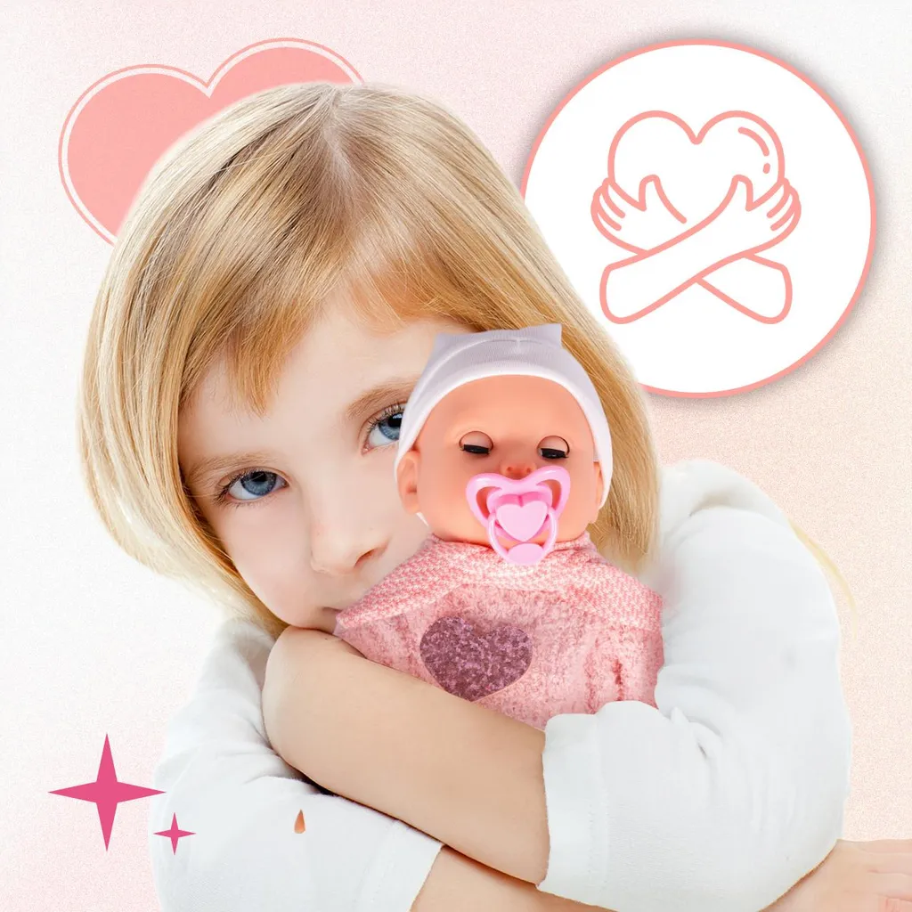 Poupée Educative 35cm pour Calmer les Enfants avec Sons et Tétine Adaptée