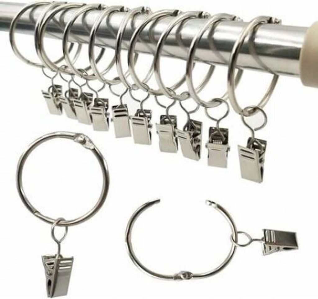 Gardinenringe, 40 Stück Gardinenringe mit Clips, Produktbild 