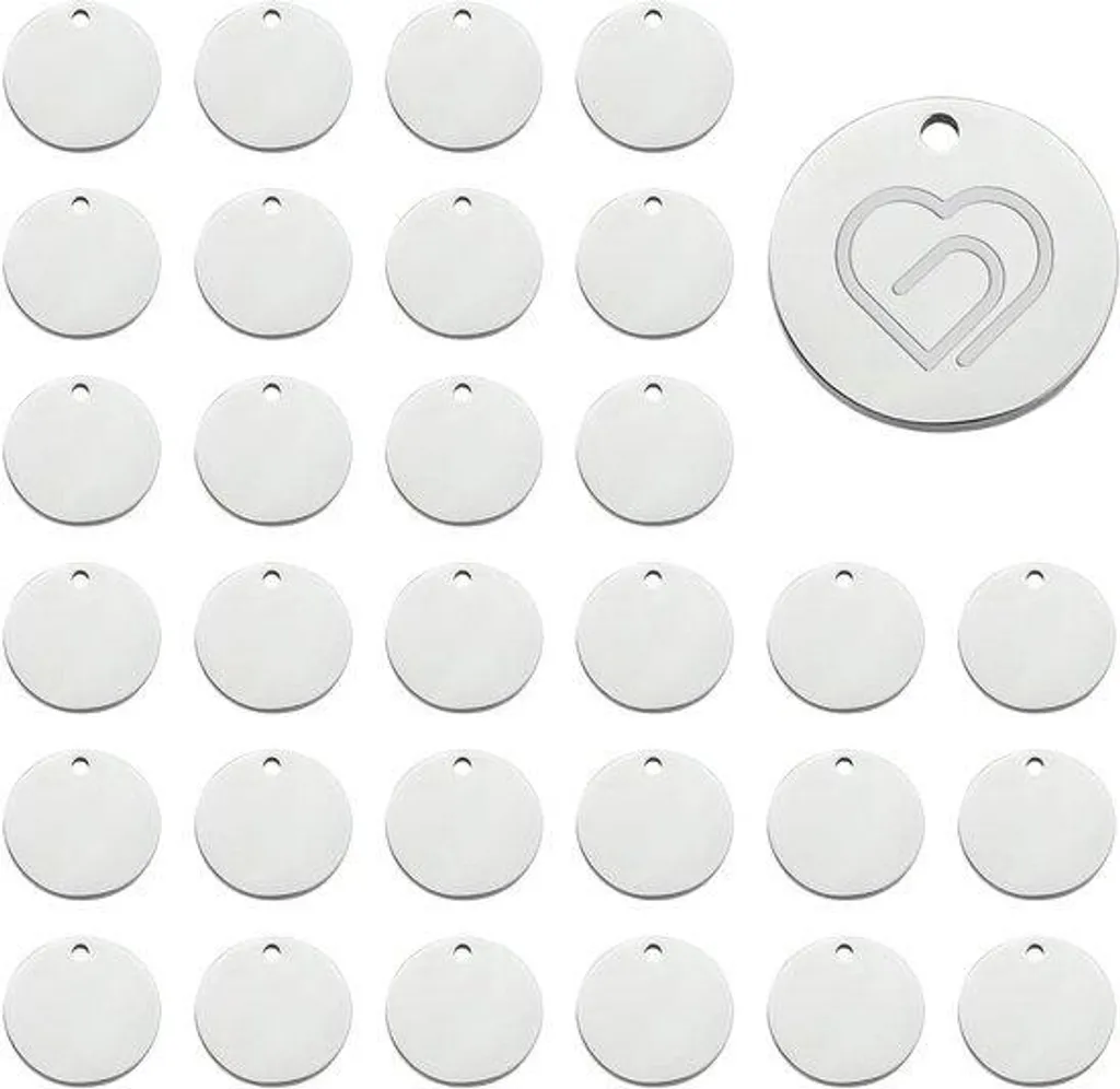 Médailles rondes à graver 23 mm, pendentifs vierges pour bijoux - 30 pcs