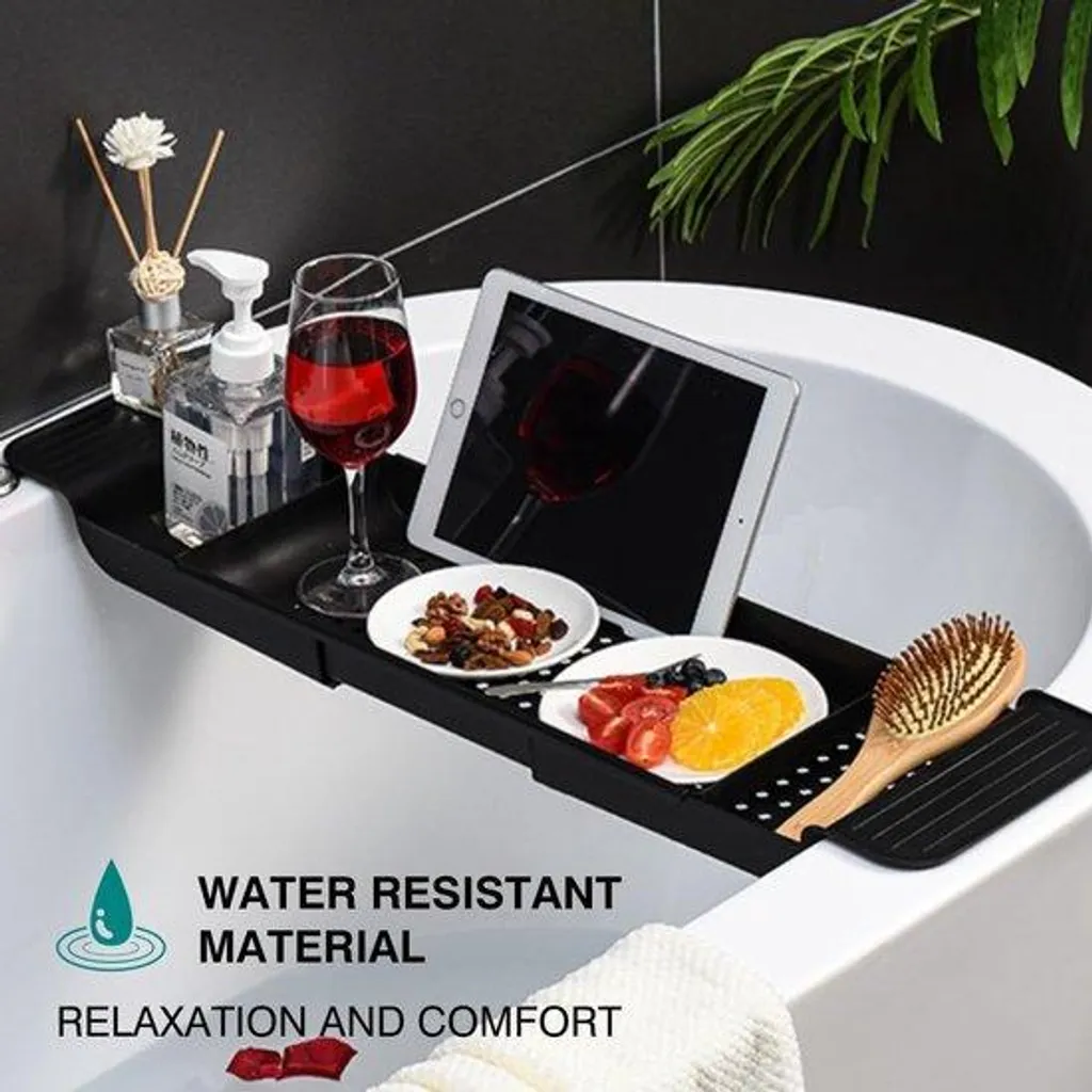 Support de tablette extensible pour salle de bains en bambou naturel